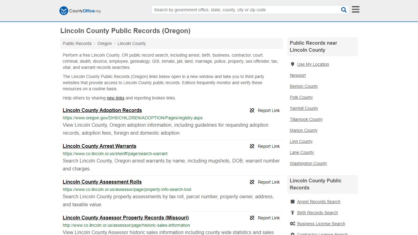 Lincoln County Public Records (Oregon) - County Office