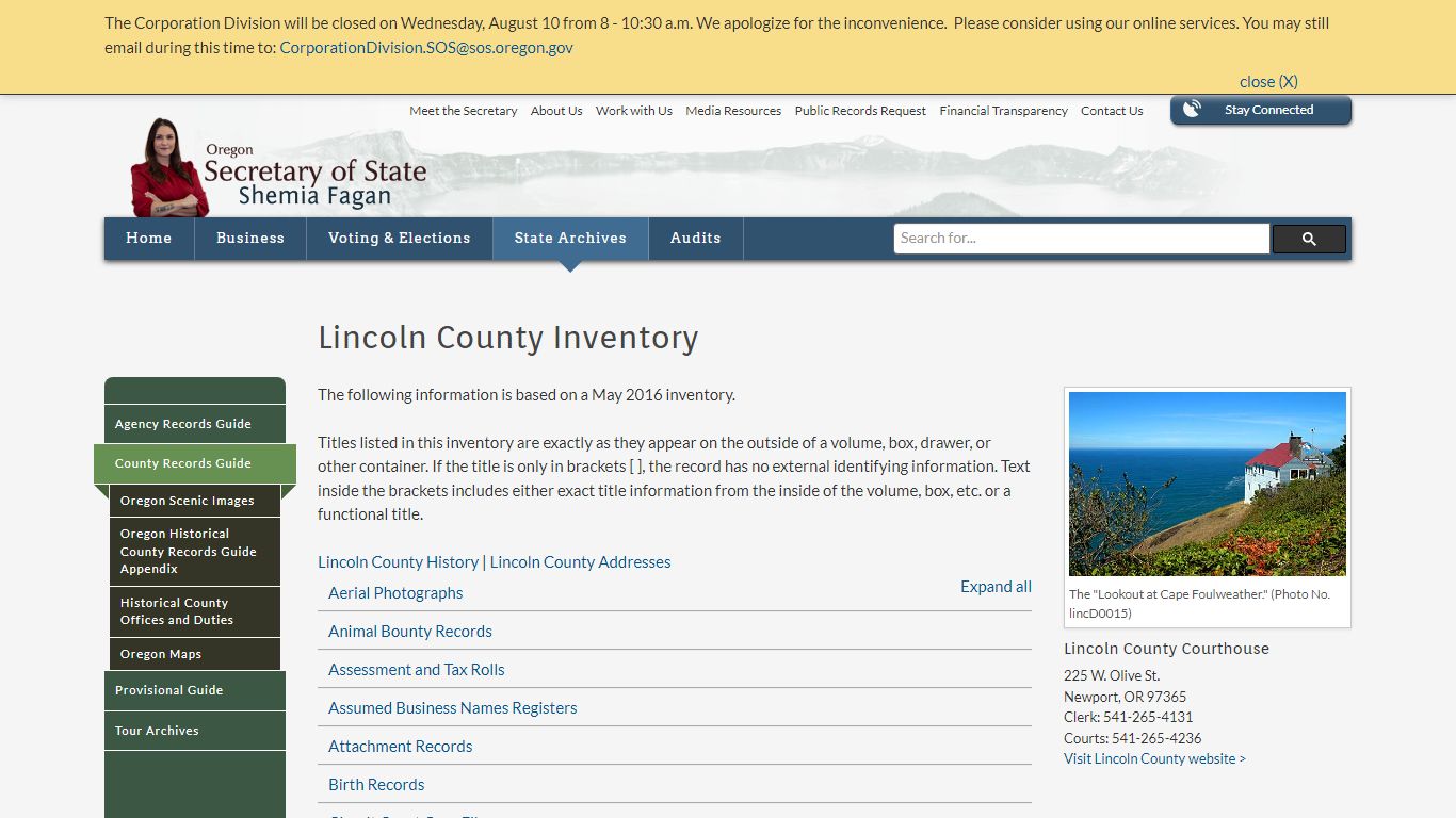 State of Oregon: County Records Guide - Lincoln County ...