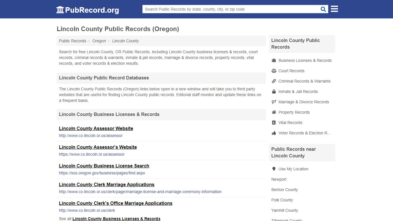 Free Lincoln County Public Records (Oregon Public Records)